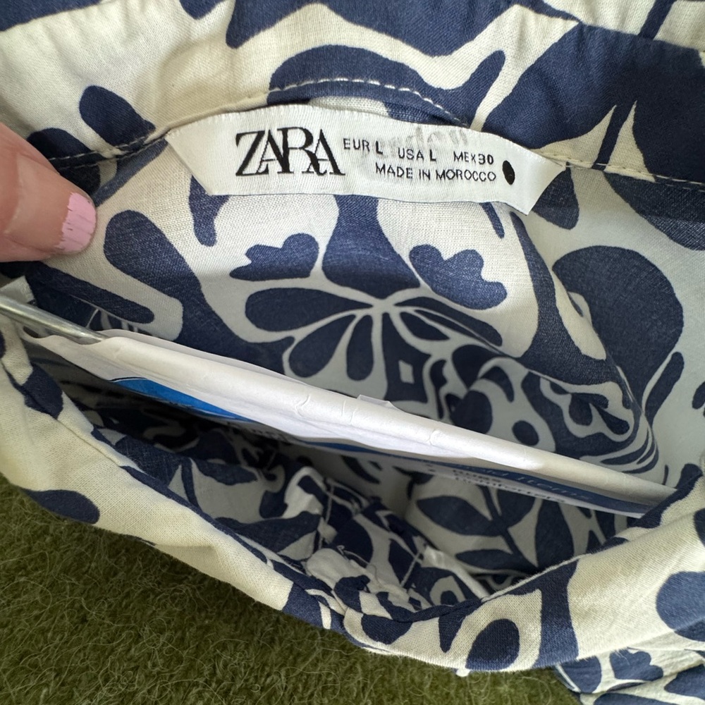 Zara Navy and White Floral Maxi Dress - Picture 4 of 4